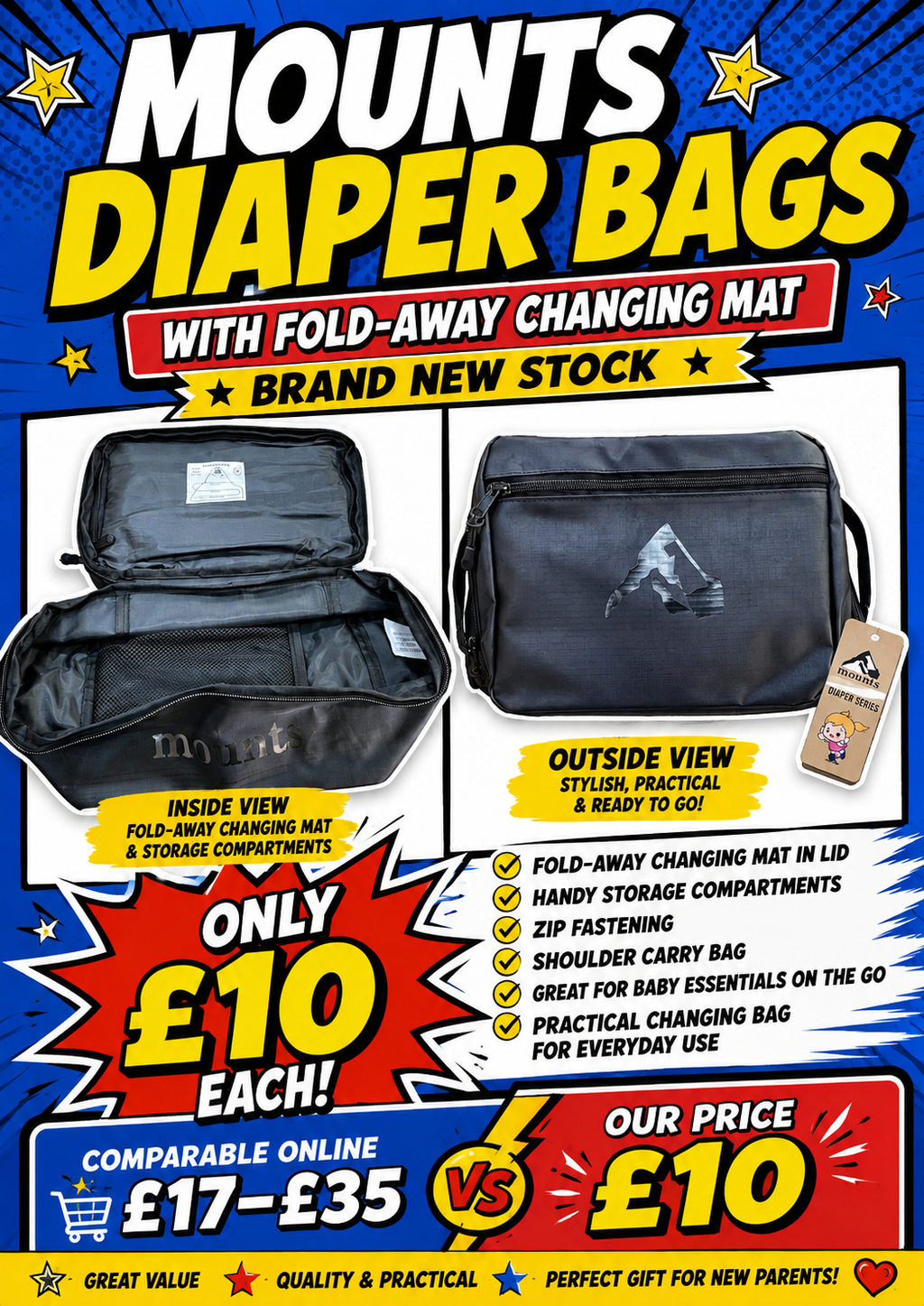 Mounts Changing Bag with Fold-Away Mat