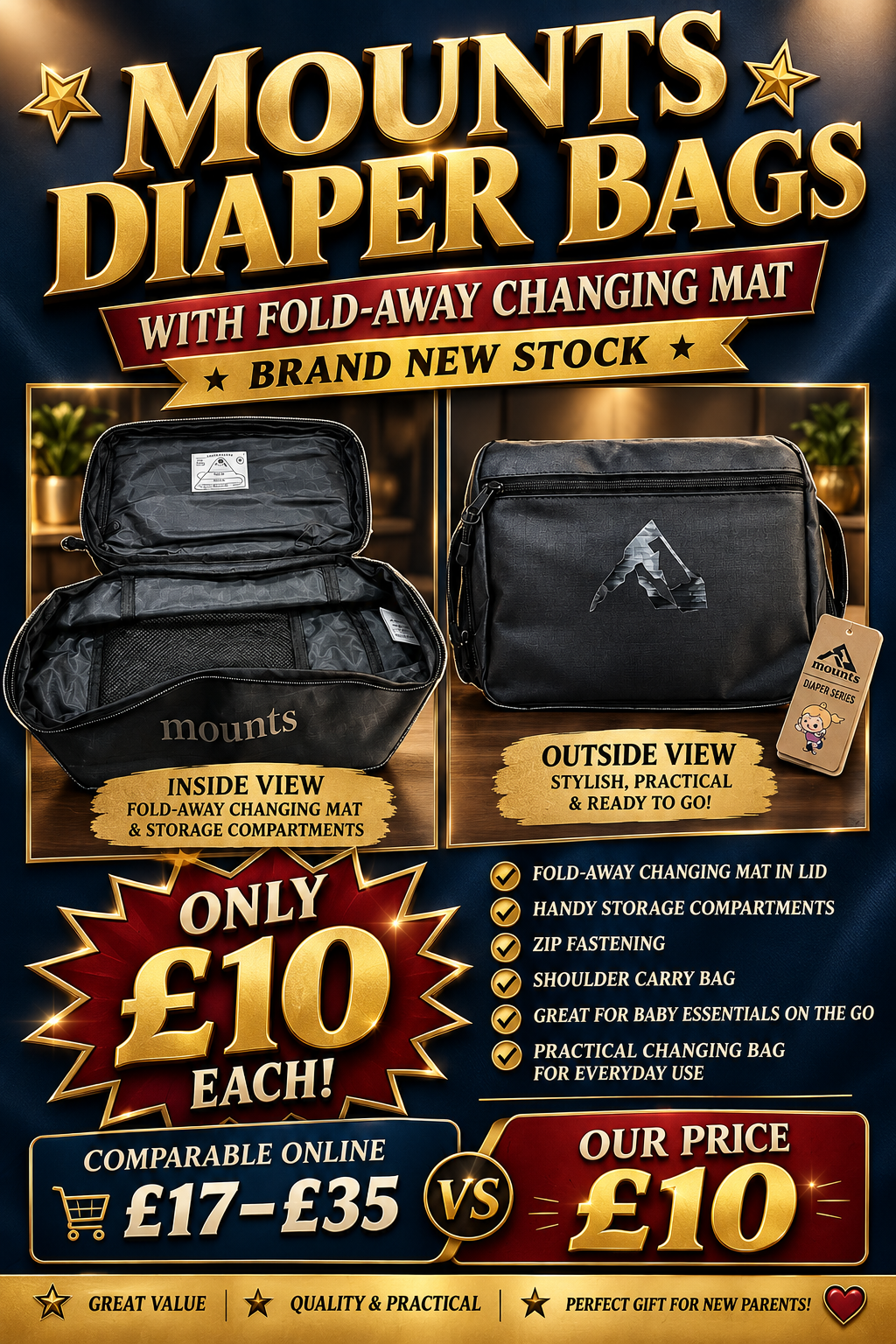 Mounts Changing Bag with Fold-Away Mat