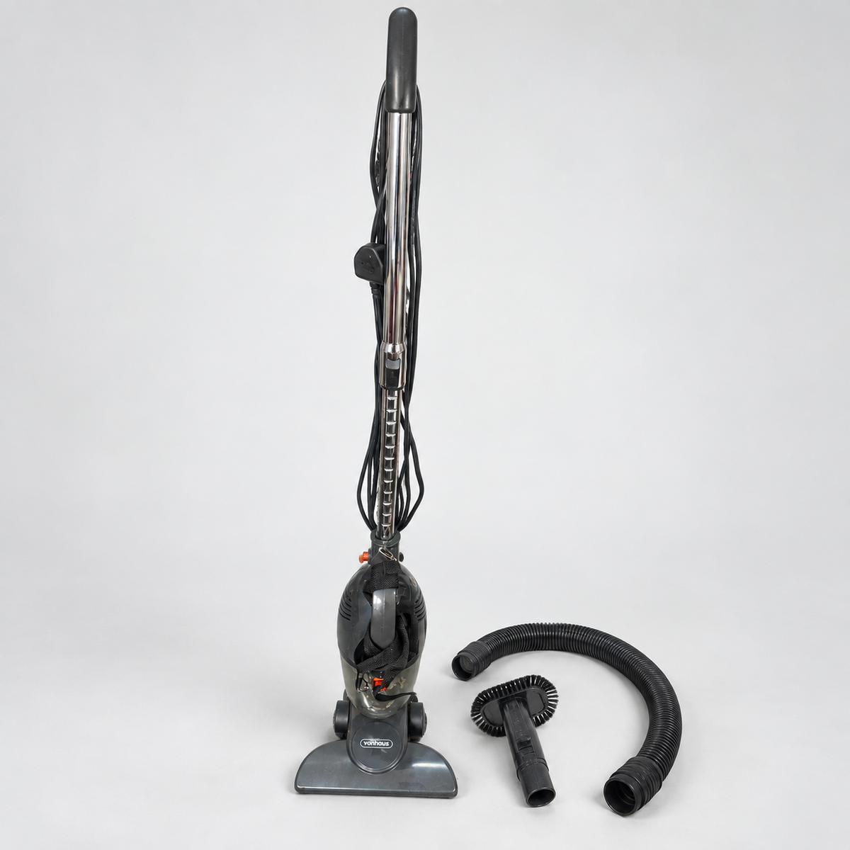 Background-edited photo of actual VonHaus vacuum
