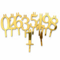 Gold-colour number cake toppers — 0 to 9