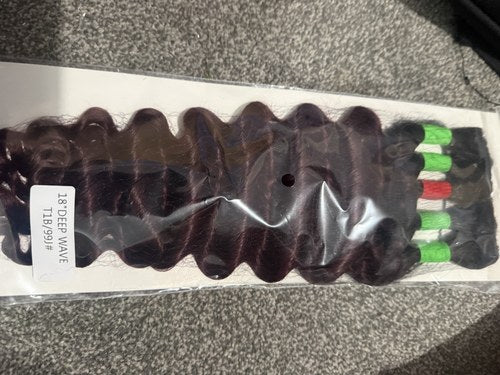 Deep-wave hair extensions — 18-inch, T1B/99J