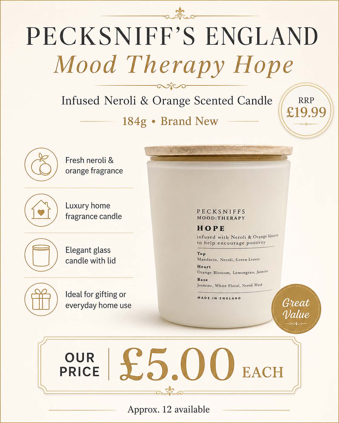 Pecksniff's Mood Therapy Hope Scented Candle – 184g