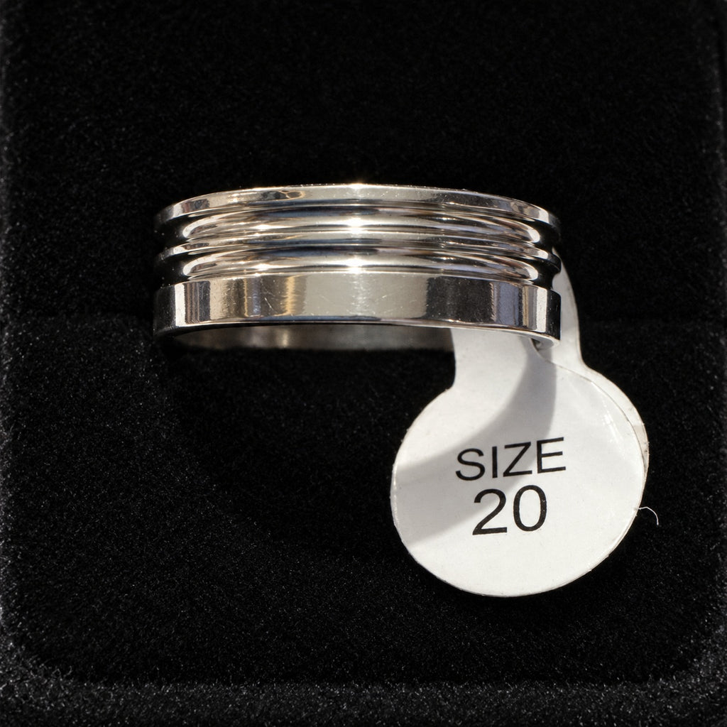 Silver-Tone Ridged Band stainless steel ring