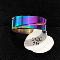 Rainbow Diagonal Groove Band stainless steel ring