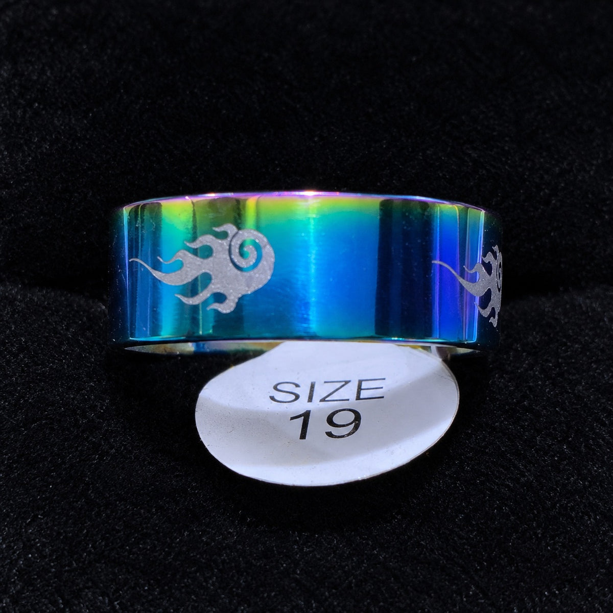 Rainbow Flame Band stainless steel ring