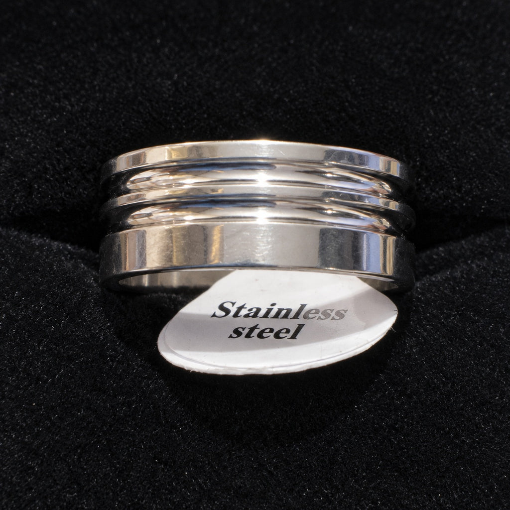 Silver-Tone Ridged Band stainless steel ring