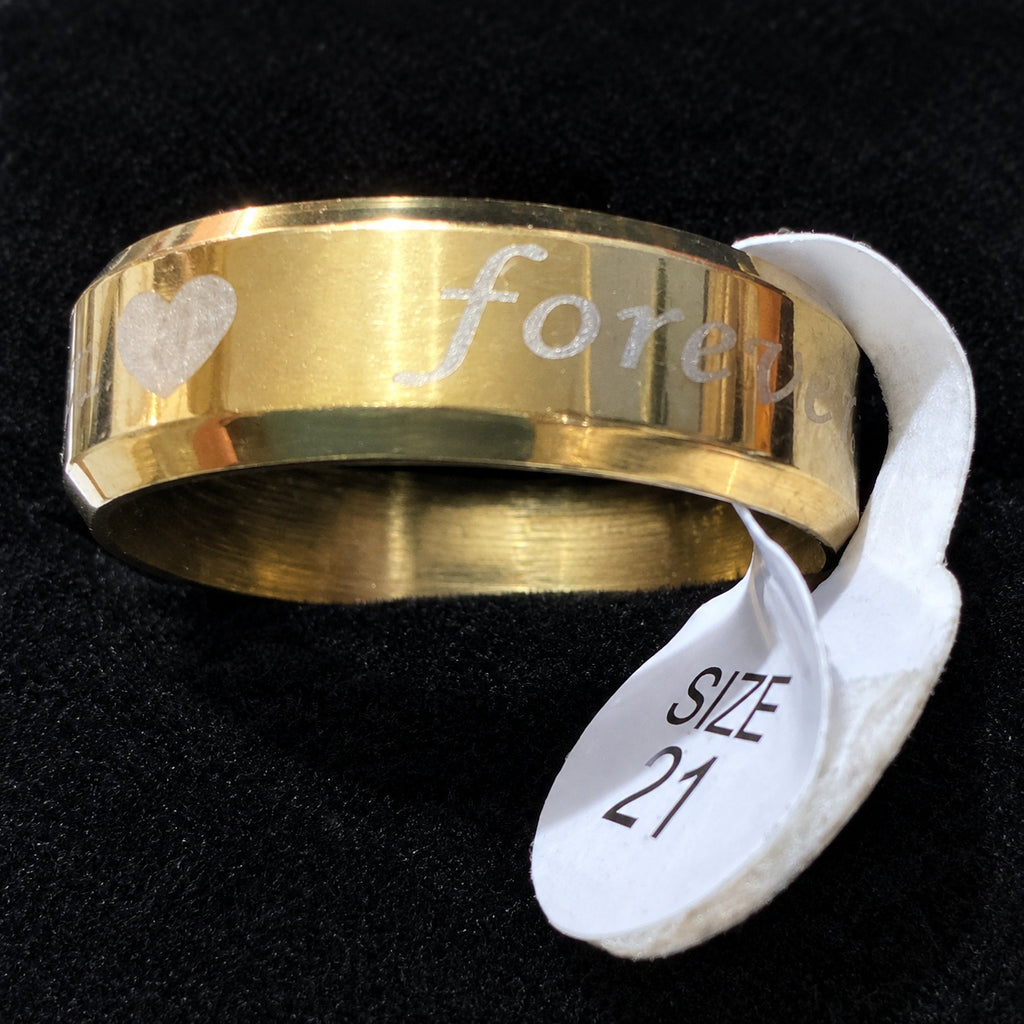 Gold-Tone Heart Script Band stainless steel ring