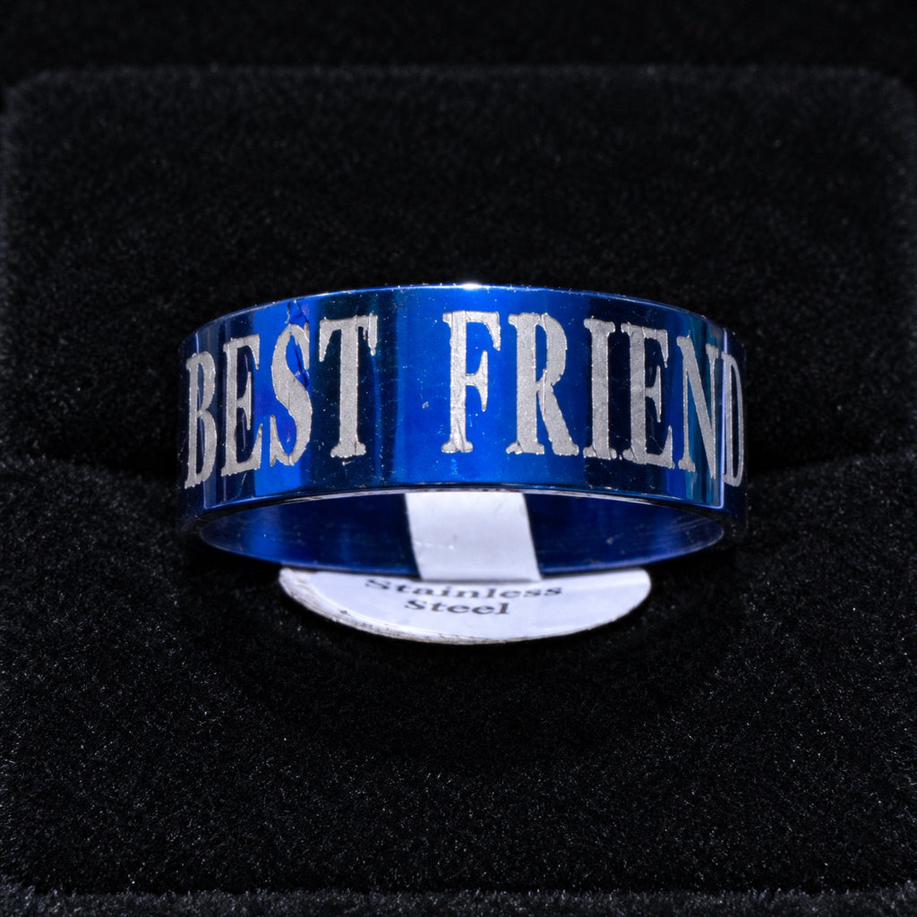 Blue Best Friends Band stainless steel ring
