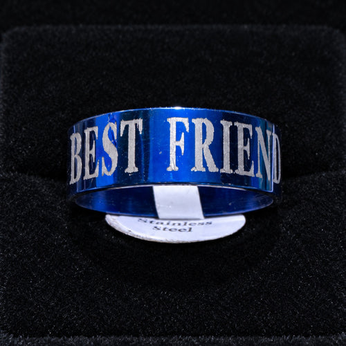 Blue Best Friends Band stainless steel ring