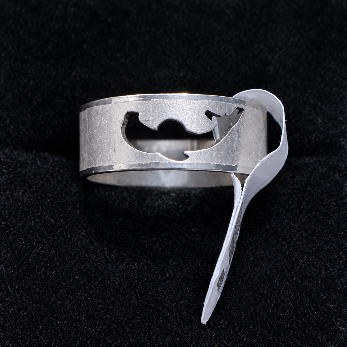 Silver-Tone Moustache Cut-Out Band stainless steel ring