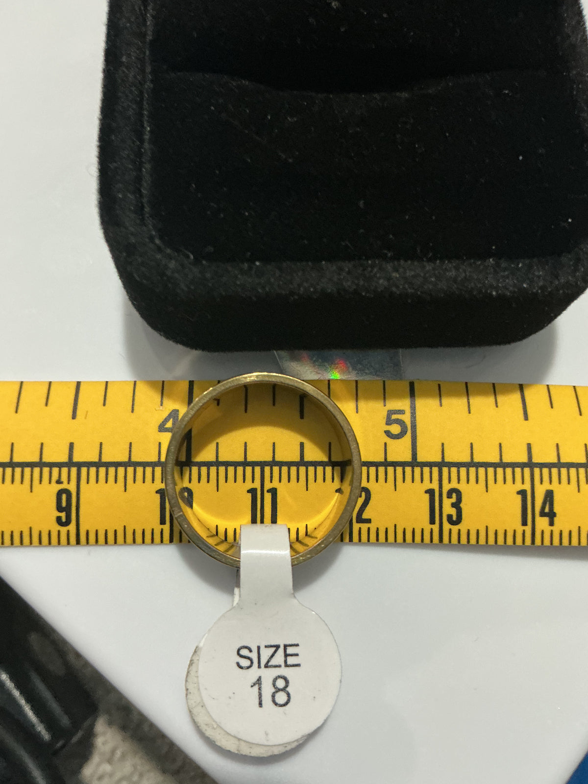 Original detail photograph of gold-tone polished double groove band