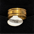 Gold-Tone Polished Double Groove Band stainless steel ring