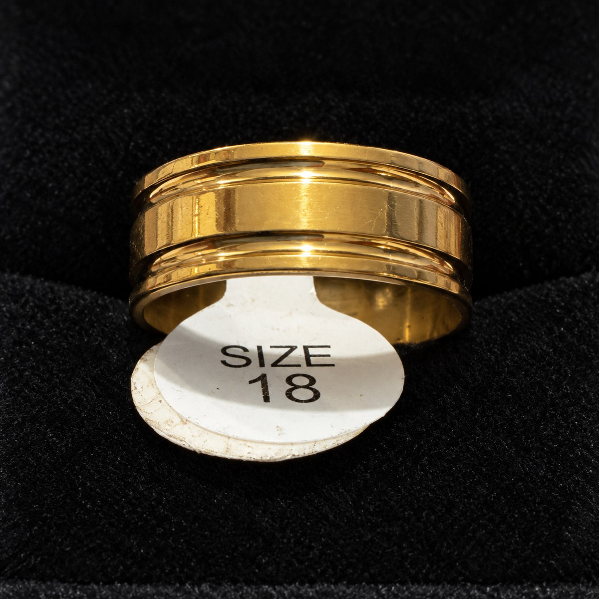 Gold-Tone Polished Double Groove Band stainless steel ring