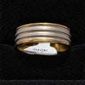 Gold-Edge Silver-Tone Grooved Band stainless steel ring