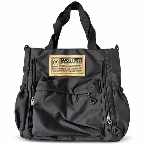 Black Tote Bag with Pockets