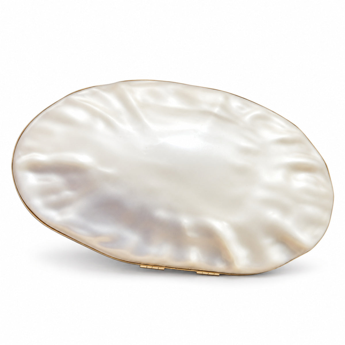Pearl Clutch Handbag with Gold-Colour Chain