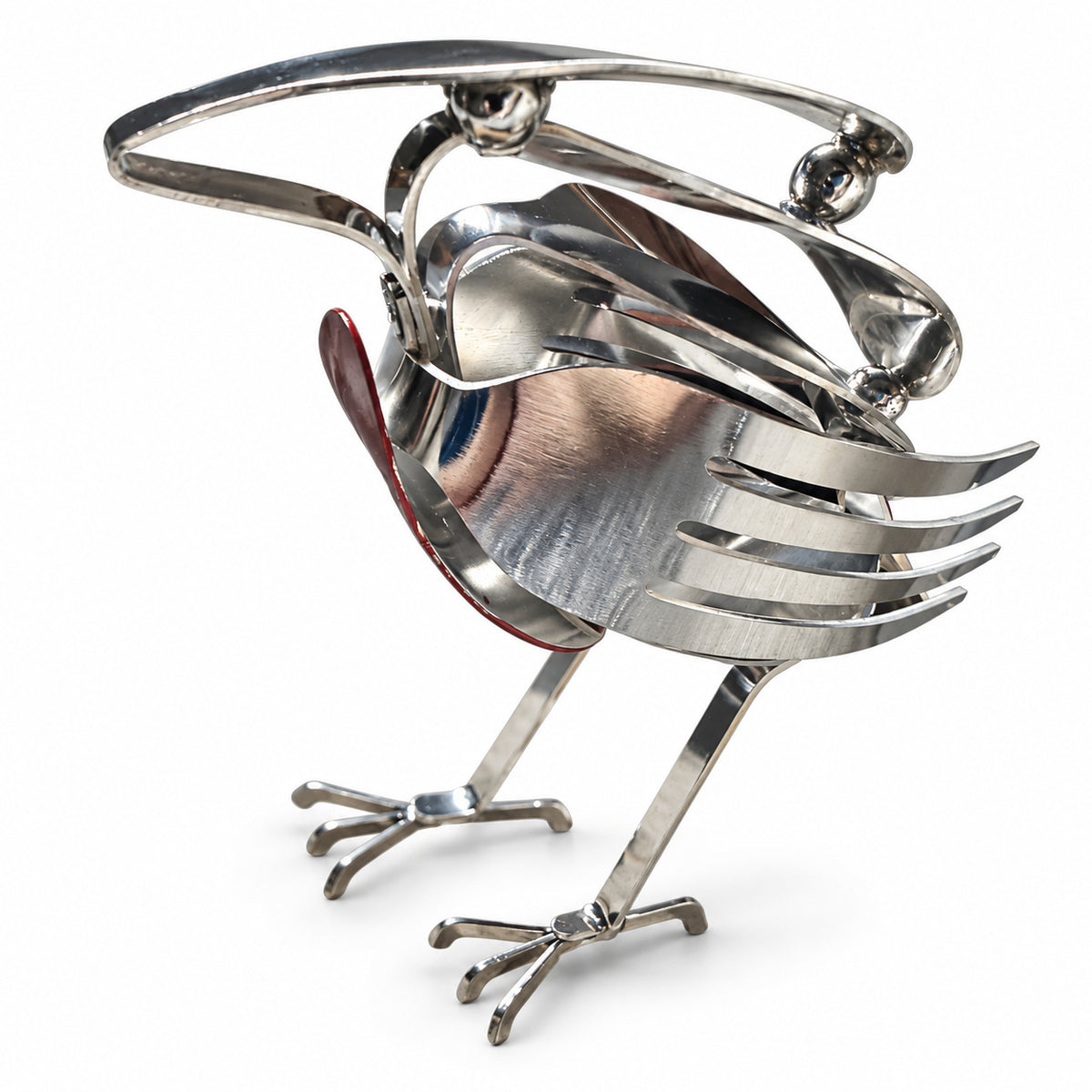 Silver-tone cutlery owl ornament