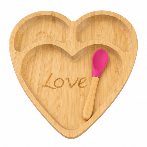 Heart-shaped bamboo Love tray with spoon