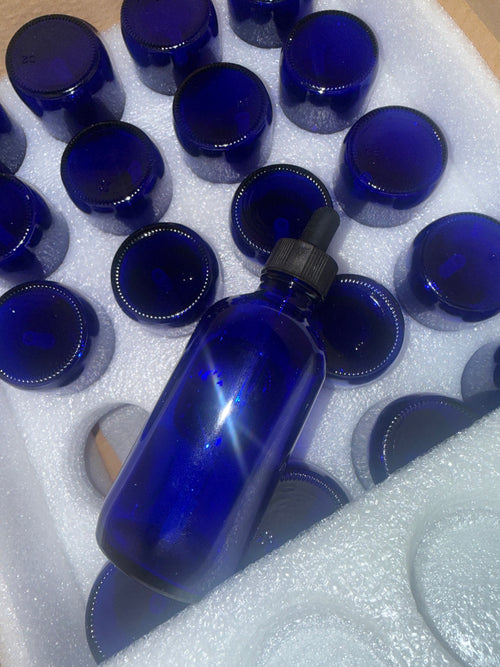 Cobalt Blue Glass Bottle with Pipette Dropper – product view