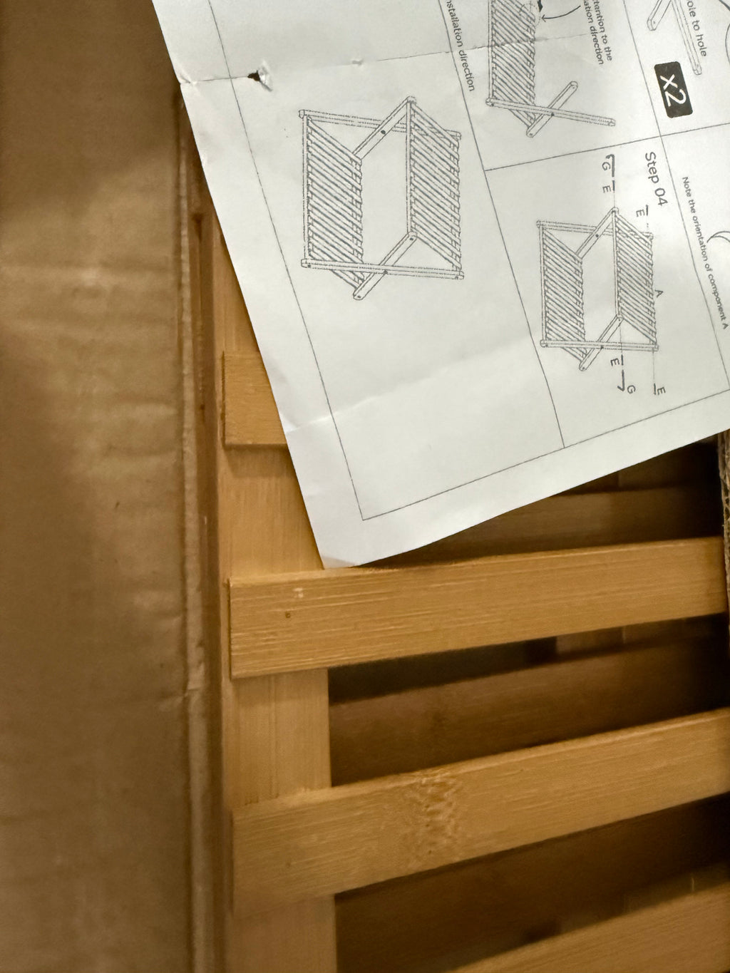 Natural Two-Tier Slatted Shoe Rack – product view