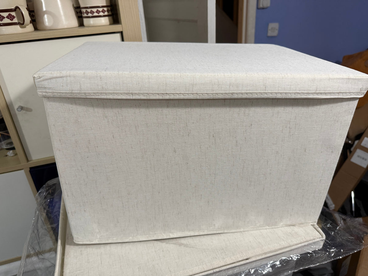 Cream Fabric Storage Box with Lid – product view